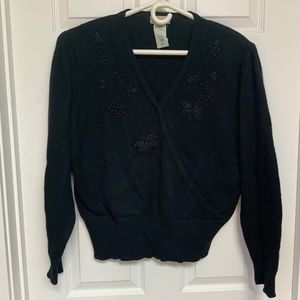 Vintage 80s Beaded Lambswool Sweater size large